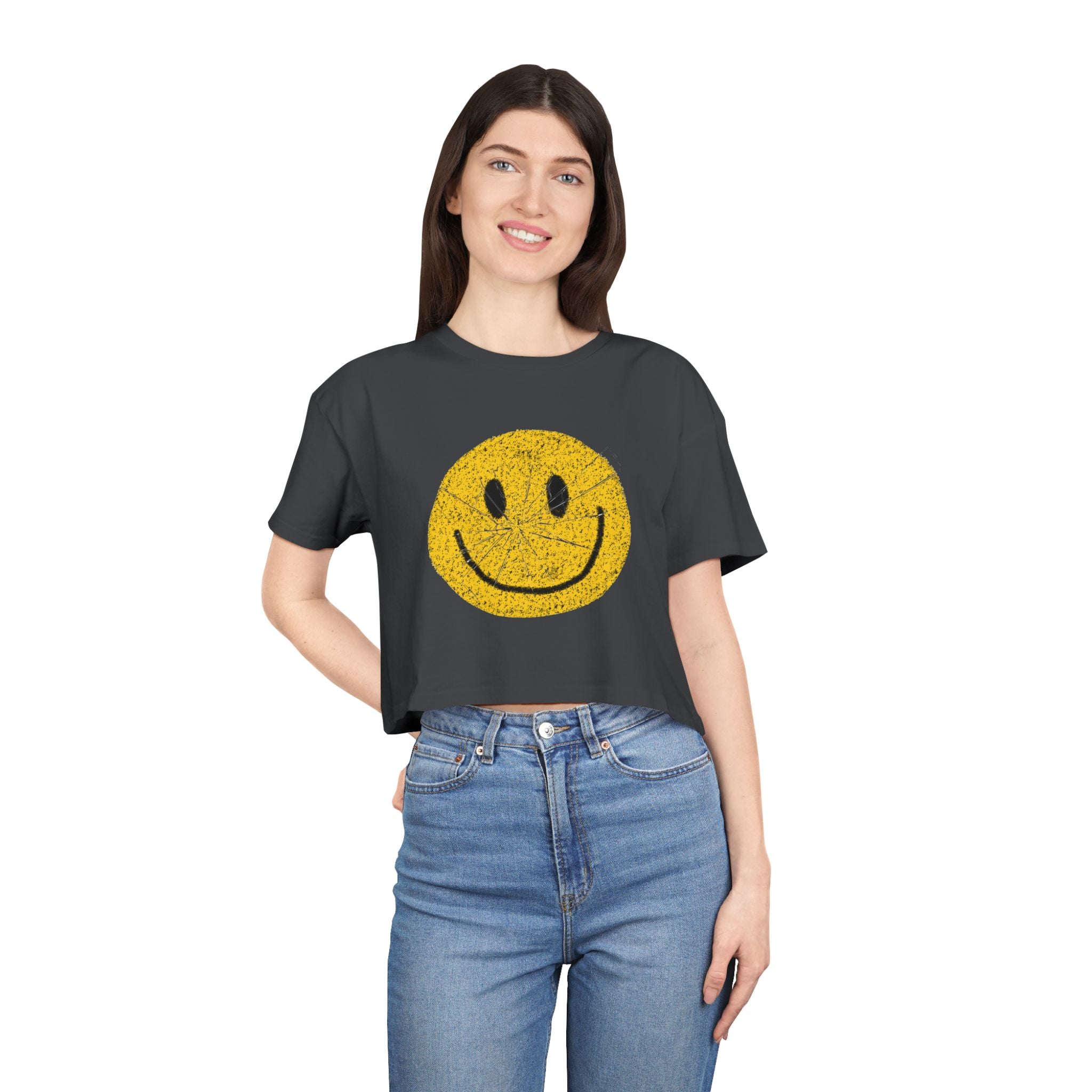 Retro Smiley Crop Tee
