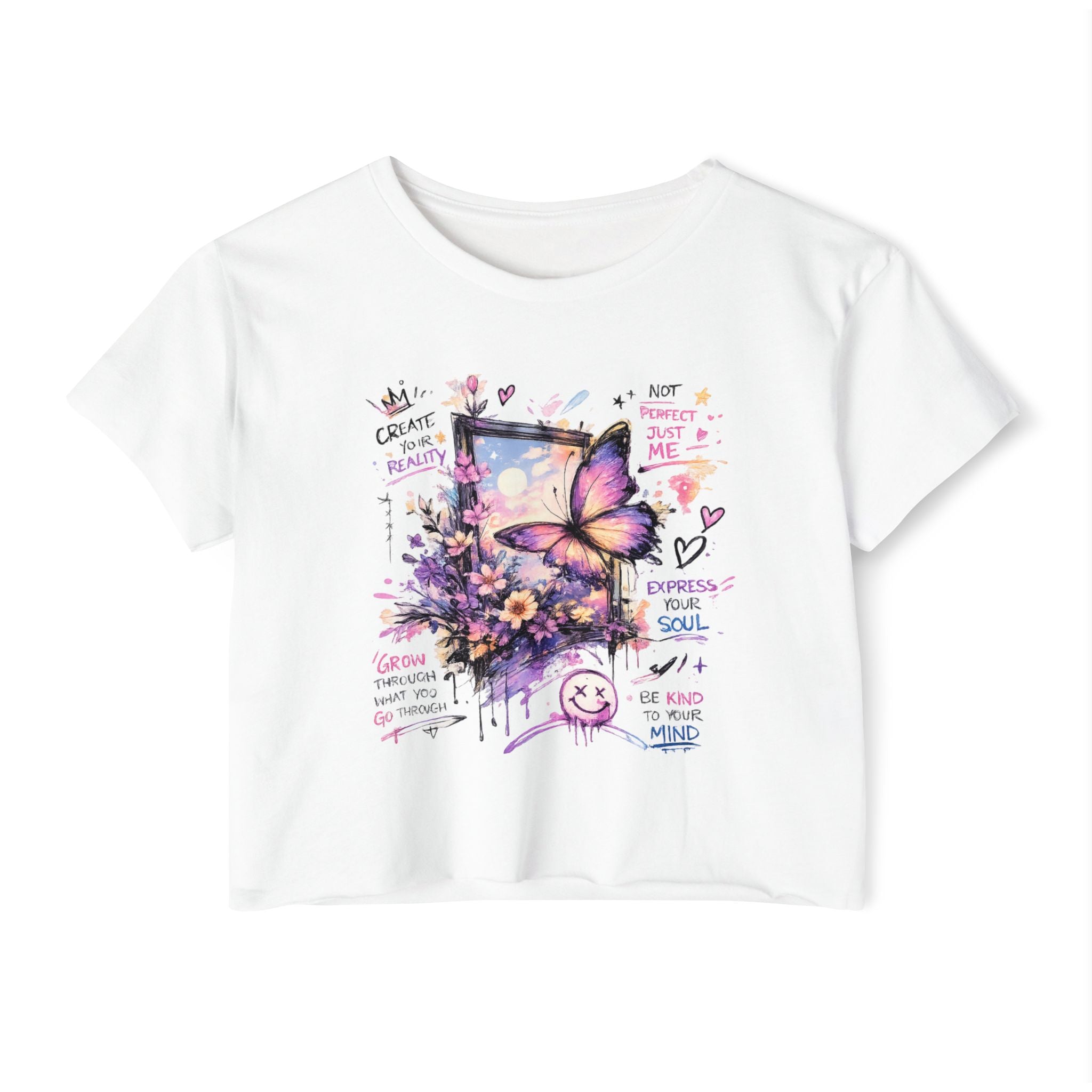 Bloom Butterfly Graphic Crop Tee