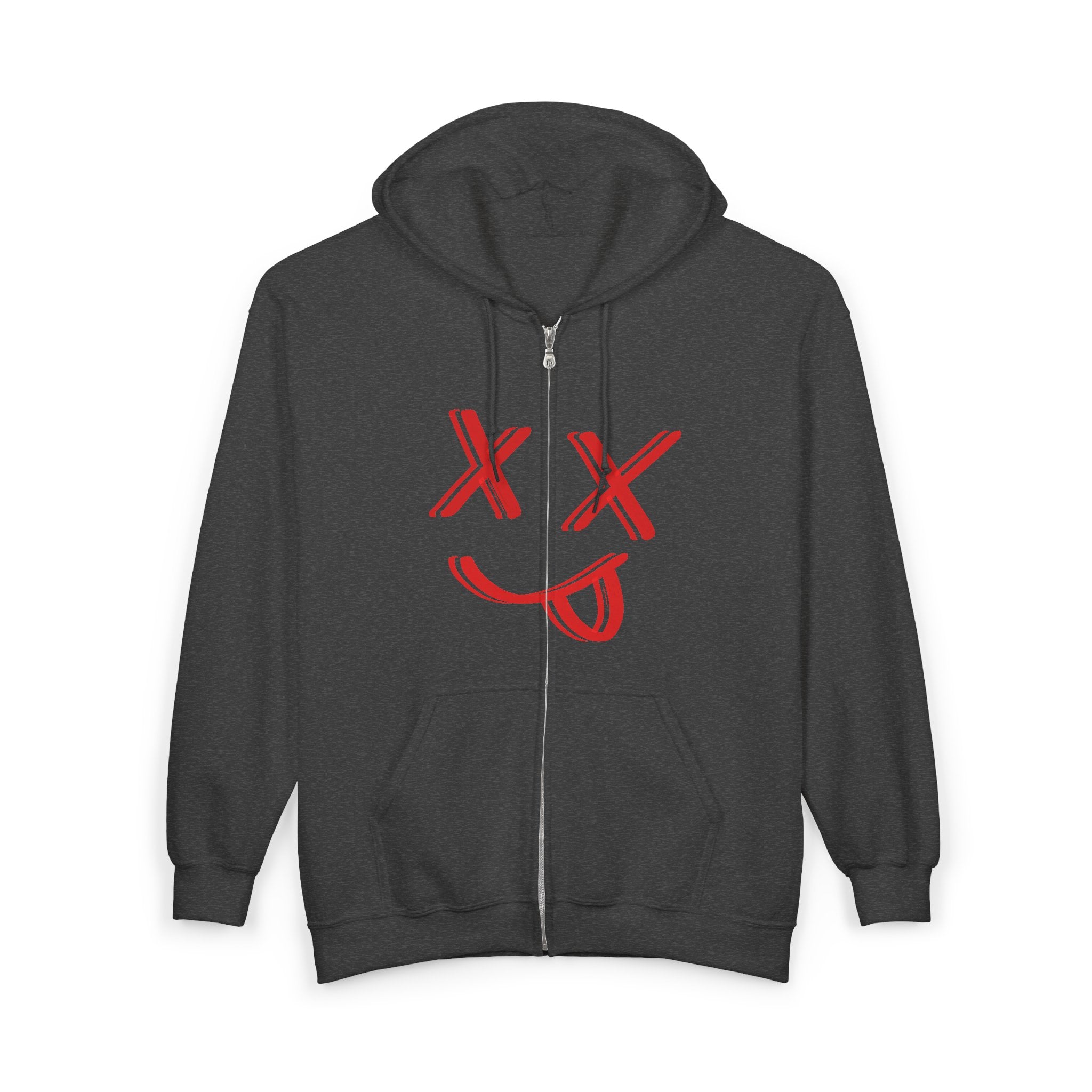 Red X Smiley Zip Hoodie