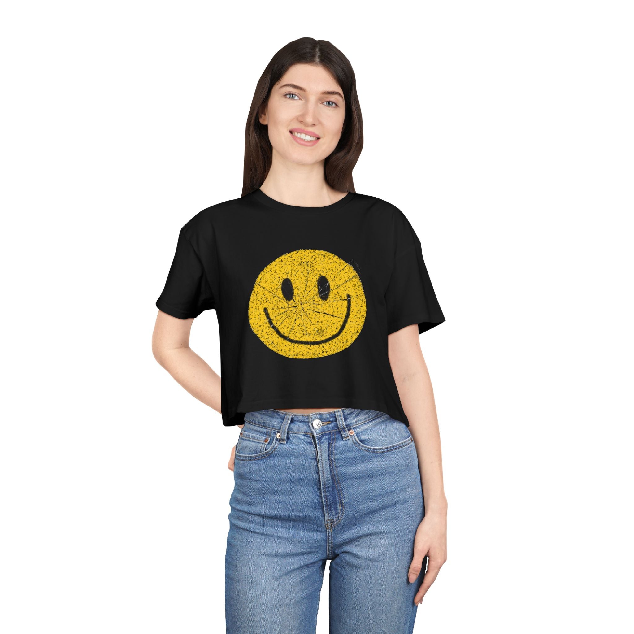 Retro Smiley Crop Tee