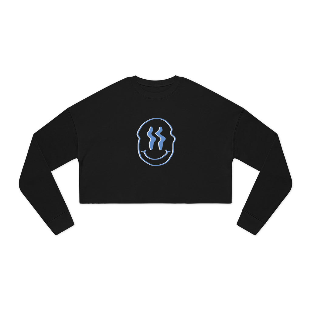 Blue Smiley Crop Sweatshirt