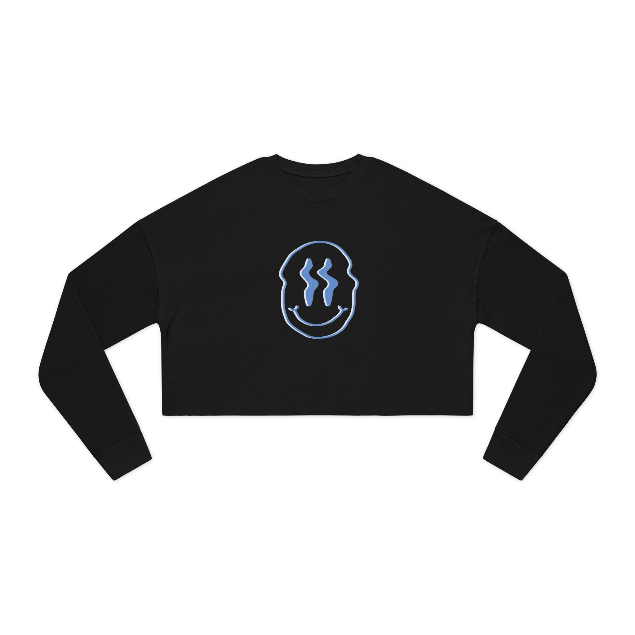 Blue Smiley Crop Sweatshirt