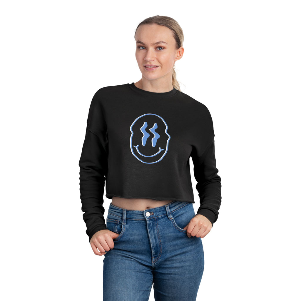 Blue Smiley Crop Sweatshirt