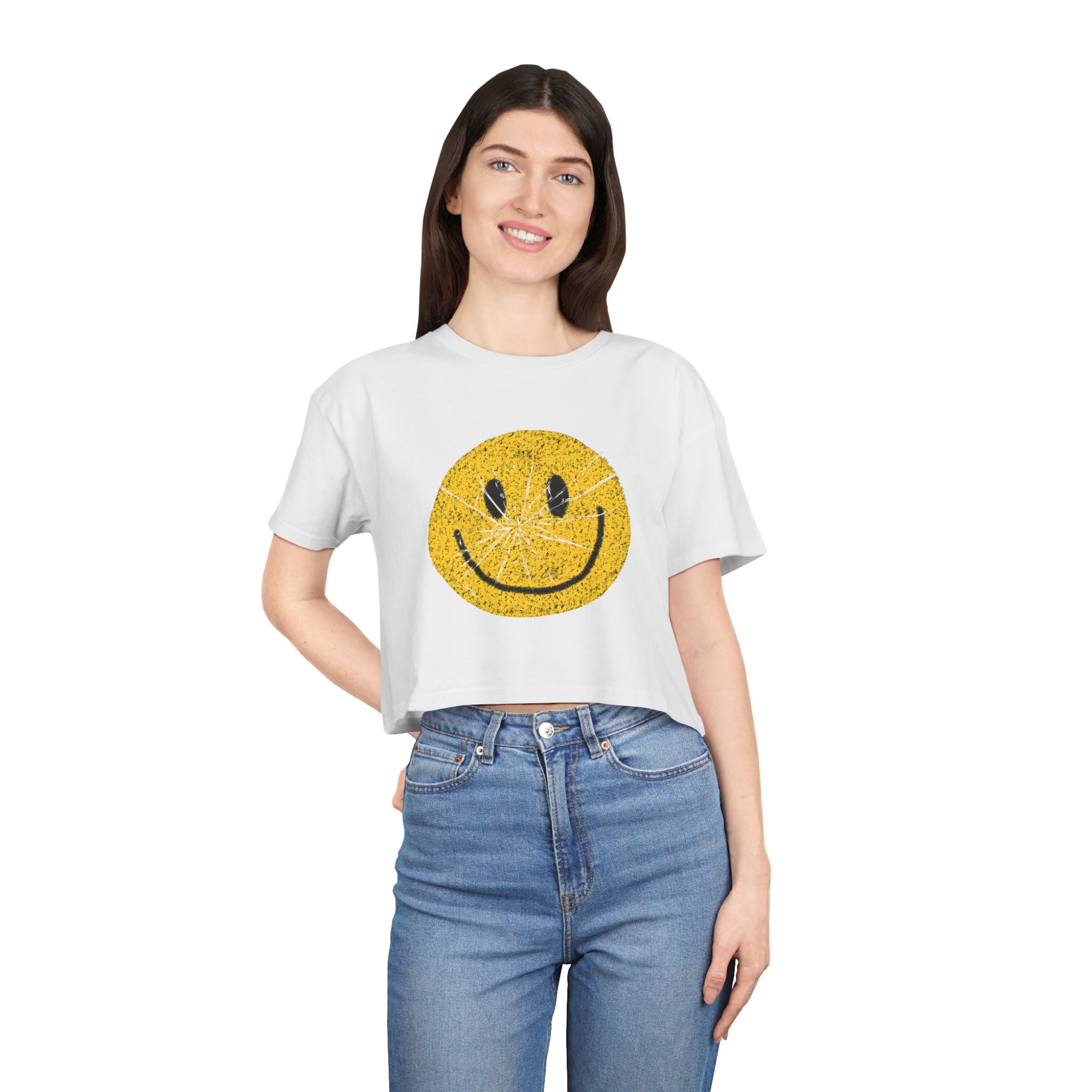 Retro Smiley Crop Tee
